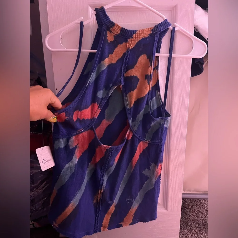 NWT Free People tie dye tank top, cut out back size Small - Picture 1 of 5